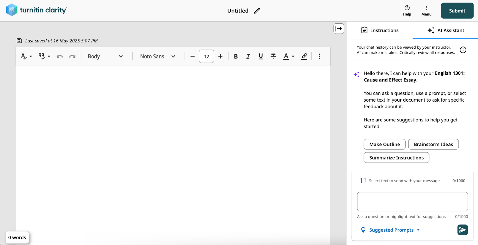 Starting your Clarity assignment – Turnitin Guides