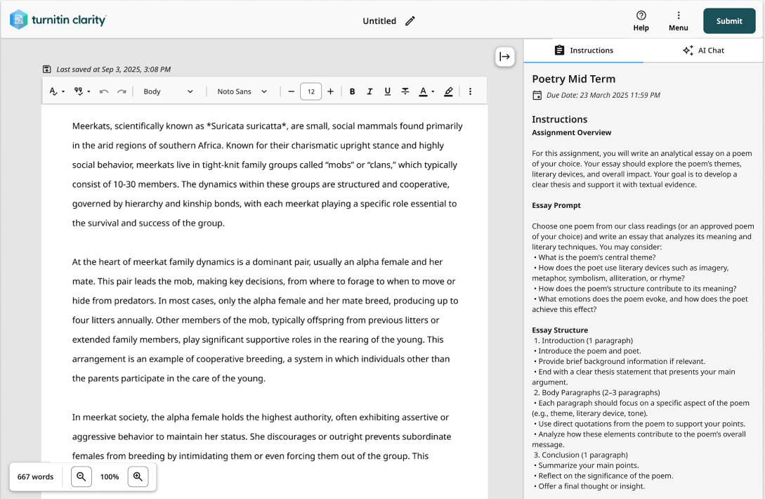 Submitting a Clarity assignment – Turnitin Guides