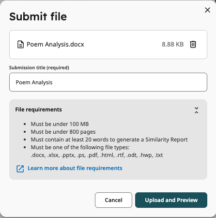 Microsoft OneDrive upload option for a New Standard Assignment